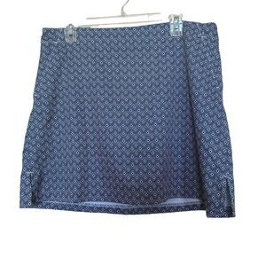 Lady Hagen Women’s Sz 12 Active Skort Blue/White Geometric Print Side Pockets